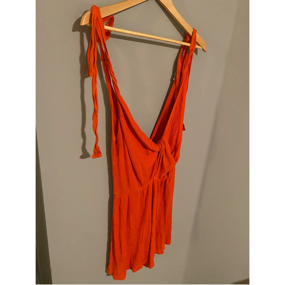 Blood orange strap tied romper
